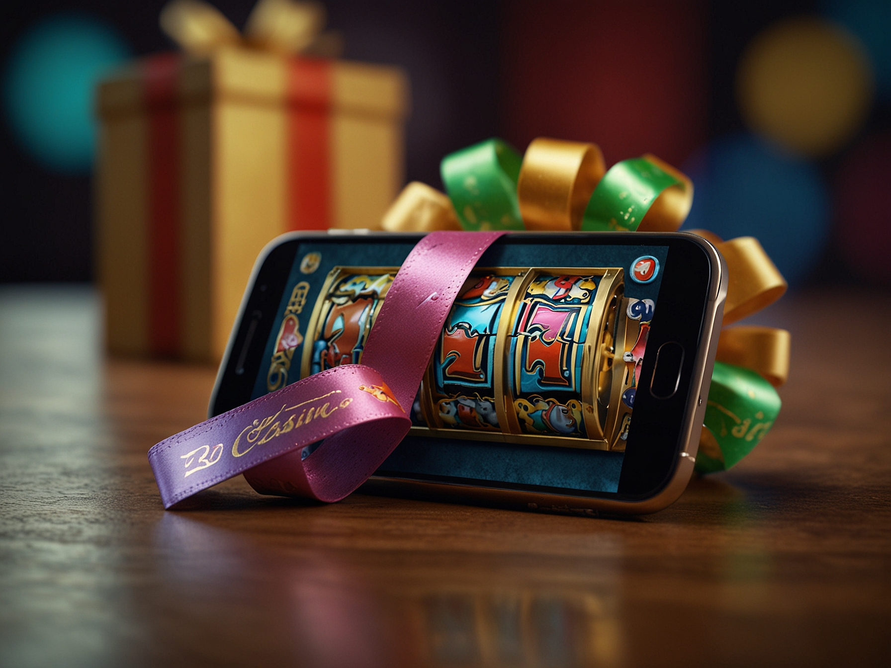 App promotion banner with phone and gift icon