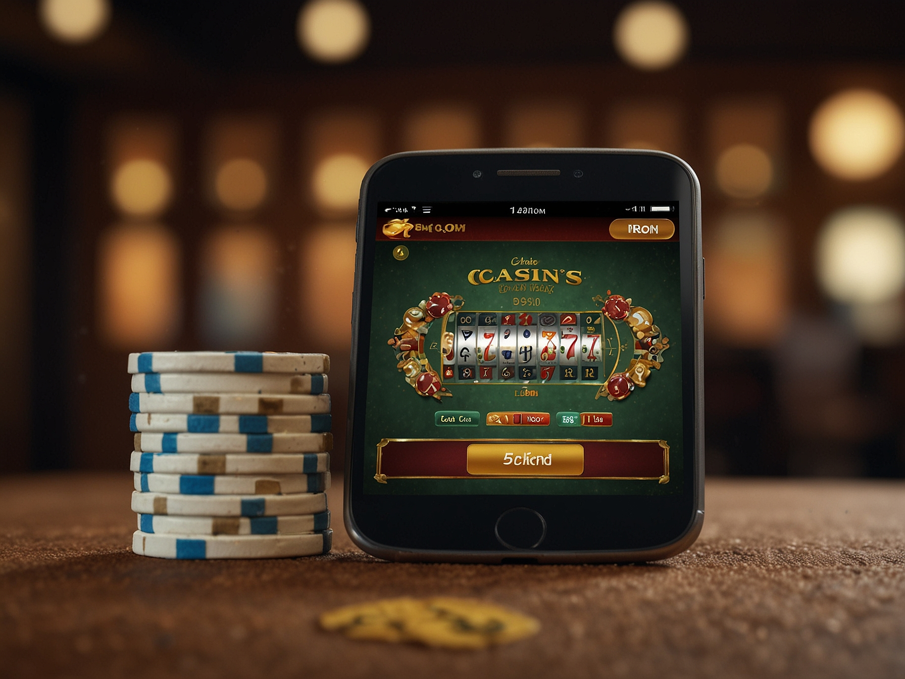 Login and bonuses banner with smartphone showing bonus notification